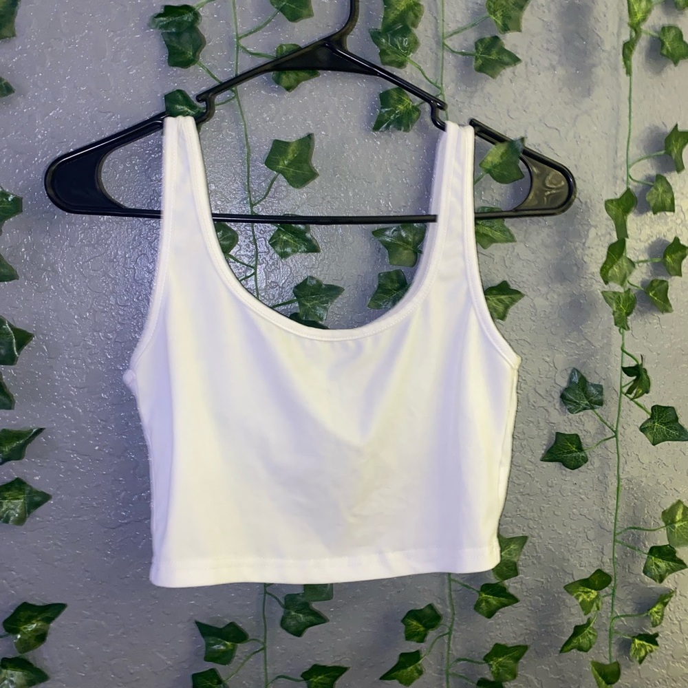 white cropped tank top